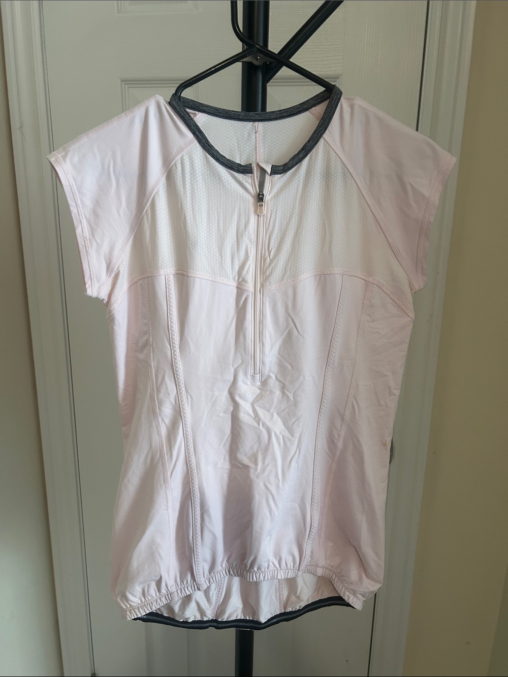 lululemon athletica Light Pink Short-Sleeve Zip-Front Active Top